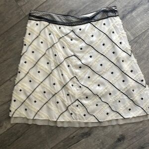 Free People skirt size 12 Ivory and black jeweled and lace softgirl